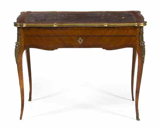 Appraisal: A Louis XV Style Gilt Metal Mounted Writing Table having