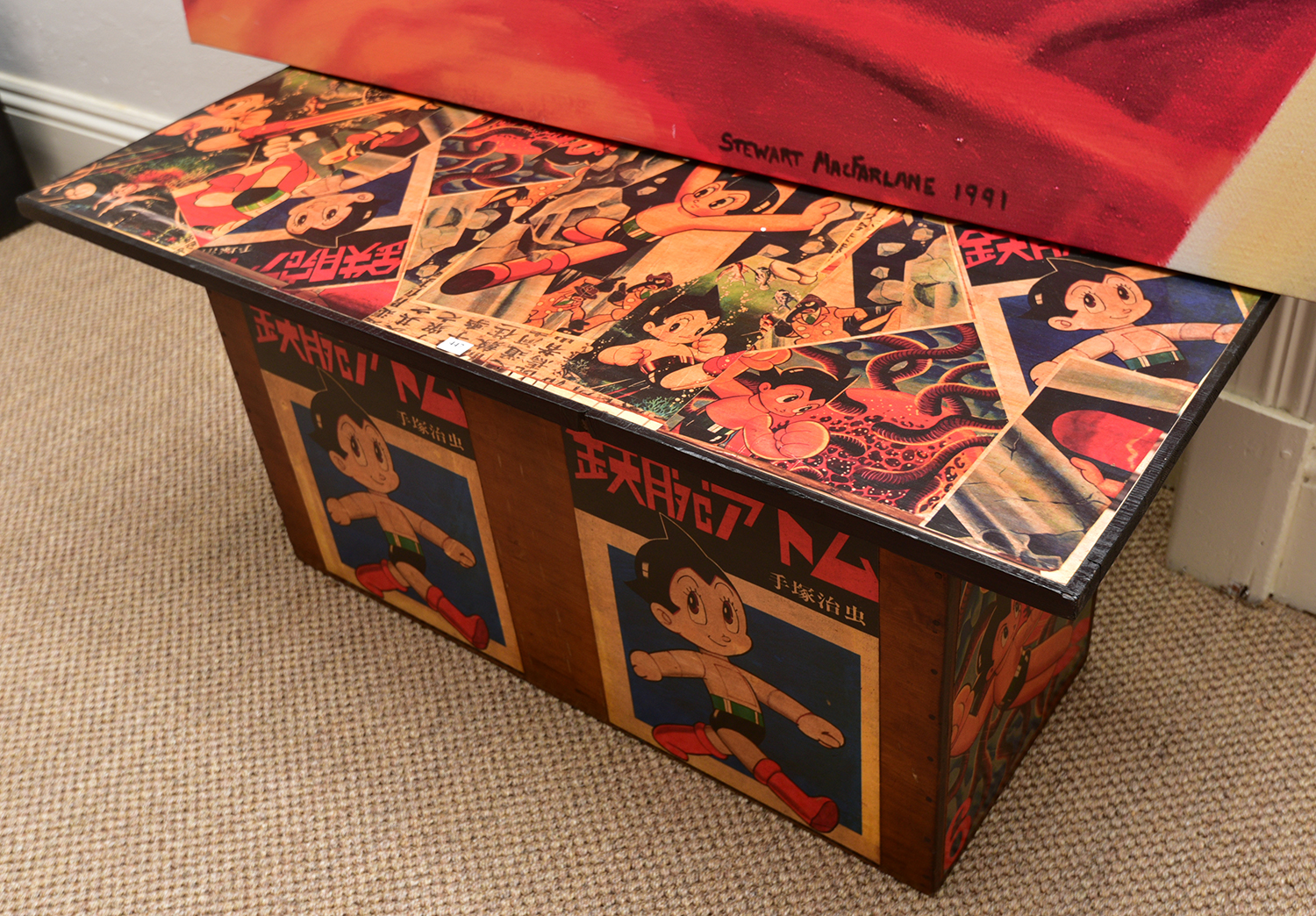 Appraisal: A TEA CHEST CONVERTED TO A SIDE TABLE WITH ASTRO