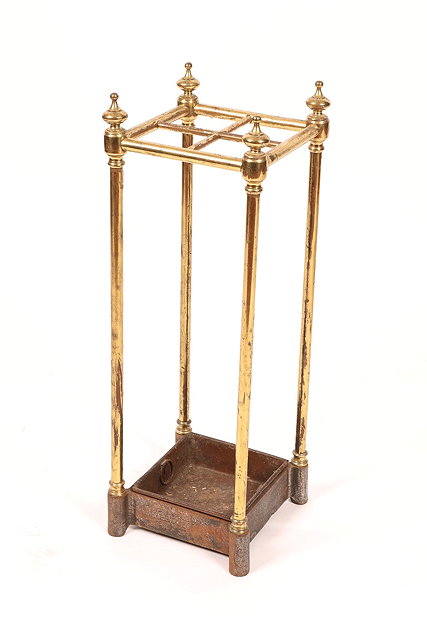 Appraisal: A VICTORIAN BRASS FOUR SECTIONAL STICK STAND with cast iron