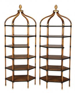 Appraisal: Pair Regency Style Mahogany Parcel Gilt and Ebonized Etag res