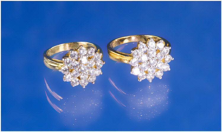 Appraisal: Two ct Gold Cluster Ring Both Set With Round Brilliant