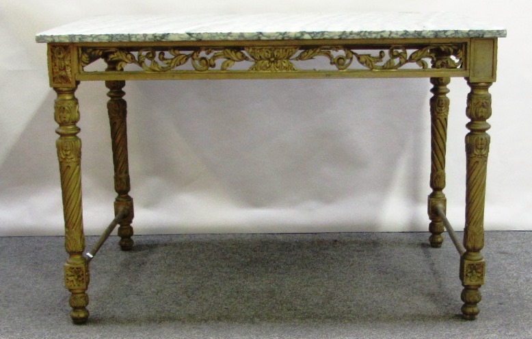 Appraisal: An th century design rectangular marble topped centre table on