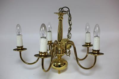 Appraisal: A brass five-light electrolier with scroll branches