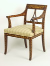 Appraisal: ARM CHAIR - th C mahogany floral inlaid Dutch arm