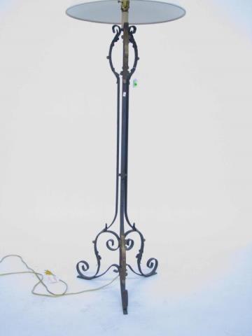 Appraisal: Cast metal traditional style floor lamp with leaf motif mounts