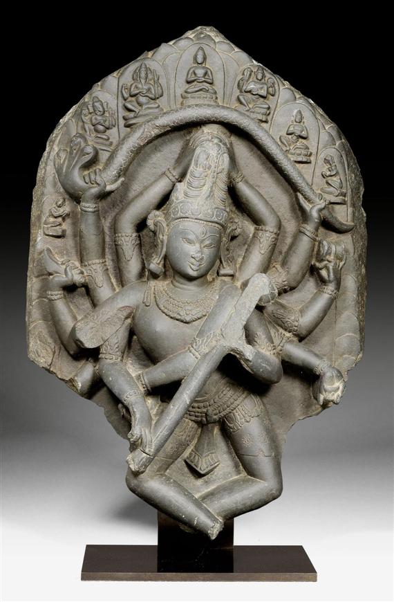 Appraisal: A RARE BLACKSTONE FRAGMENT OF A SHIVA NATARAJA STELE India