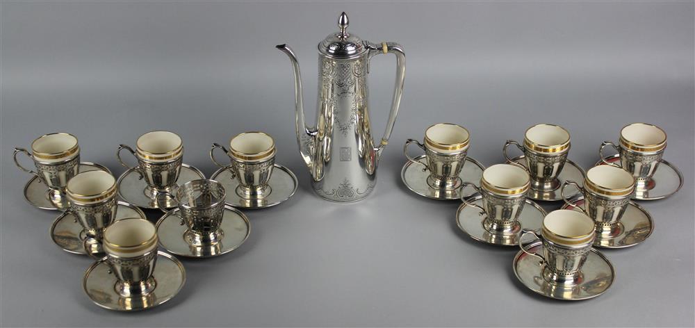 Appraisal: TIFFANY CO SILVER ASSEMBLED DEMITASSE SET - each impressed with