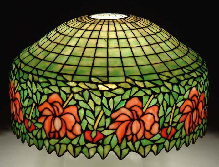 Appraisal: LEADED GLASS SHADE Nice large leaded glass lamp shade has