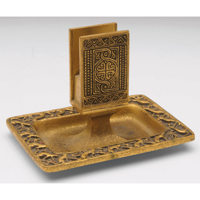 Appraisal: Tiffany Studios match stand bronze in the Venetian pattern original