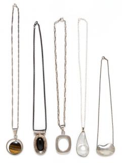 Appraisal: A Collection of Silver Pendant Necklaces dwts A Collection of