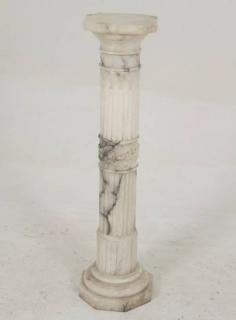 Appraisal: WHITE CARRARA MARBLE PEDESTAL WITH FLUTED COLUMN HAVING A GRAPE