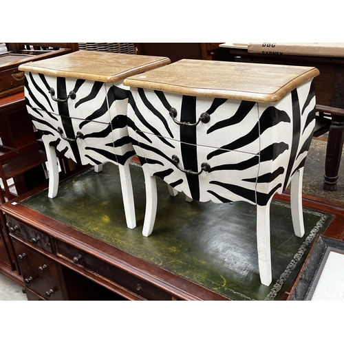 Appraisal: Pair of bedside cabinets zebra pattern each approx cm H