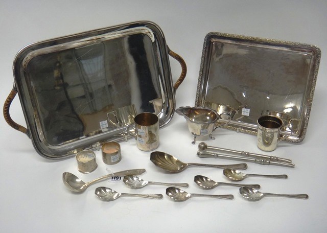 Appraisal: A silver sauce ladle Sheffield and a silver napkin ring