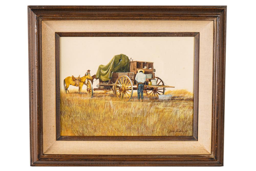 Appraisal: DAVID HALBACH B WAGON TRAIN watercolor and gouache on paper