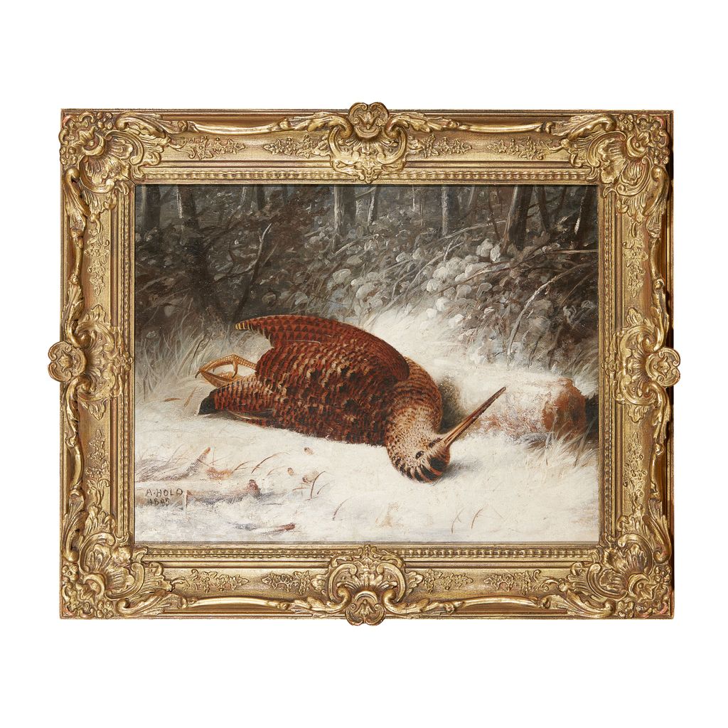 Appraisal: ABEL HOLD BRITISH - WOODCOCK IN A WINTER LANDSCAPE signed