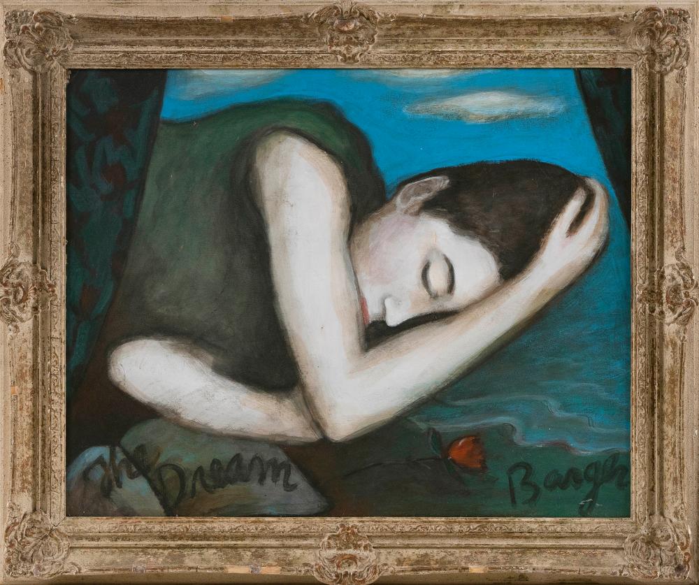 Appraisal: PAINTING OF A SLEEPING WOMAN LATE TH CENTURY OIL ON