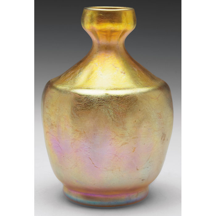 Appraisal: L C Tiffany vase bulbous shape in iridescent gold favrile