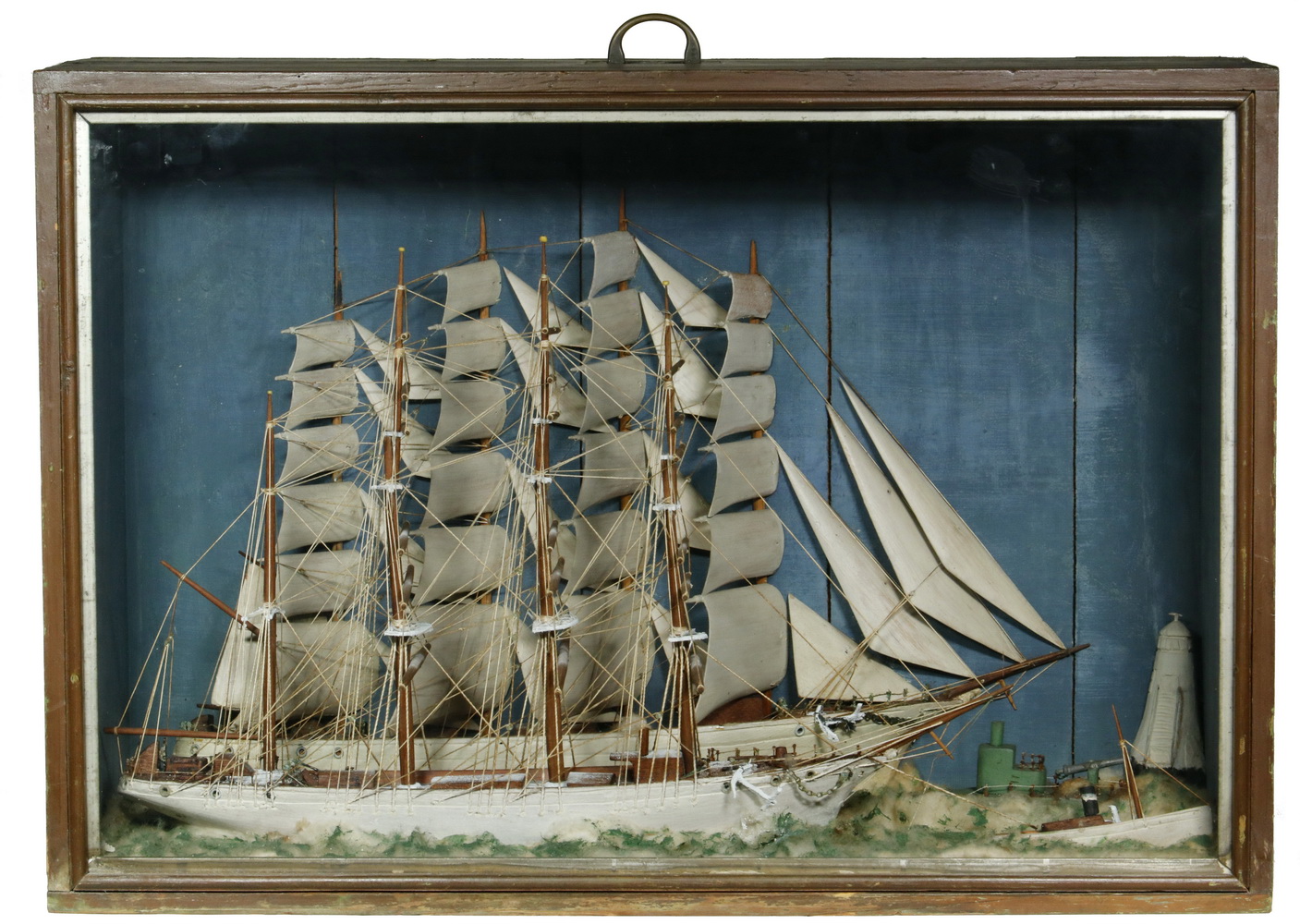 Appraisal: TH C DOUBLE SHIP DIORAMA Large Cased English Folk Art