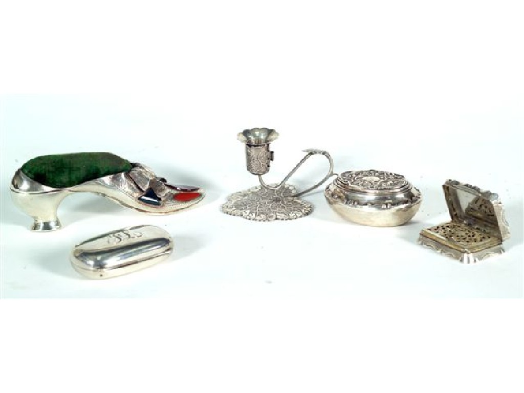 Appraisal: EARLY VICTORIAN MINIATURE SILVER CHAMBERSTICK JOSEPH WILLMORE BIRMINGHAM modelled as