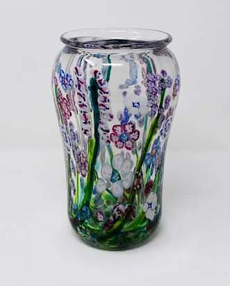 Appraisal: Floral Fields art glass vase signed Boyer Floral Fields art