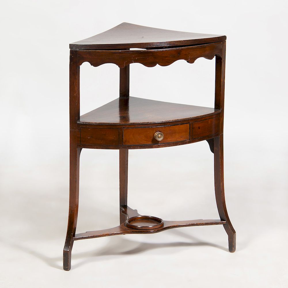 Appraisal: George III Style Mahogany Corner Wash Stand Fitted with a