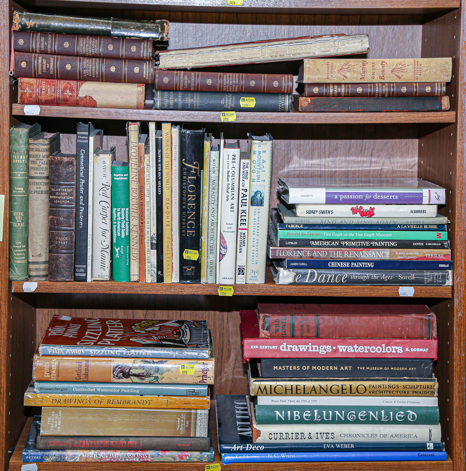 Appraisal: THREE SHELVES OF ART GENERAL INTEREST BOOKS Comprising about volumes