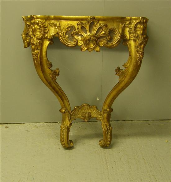 Appraisal: Rococo style gilt side table with later brass top with