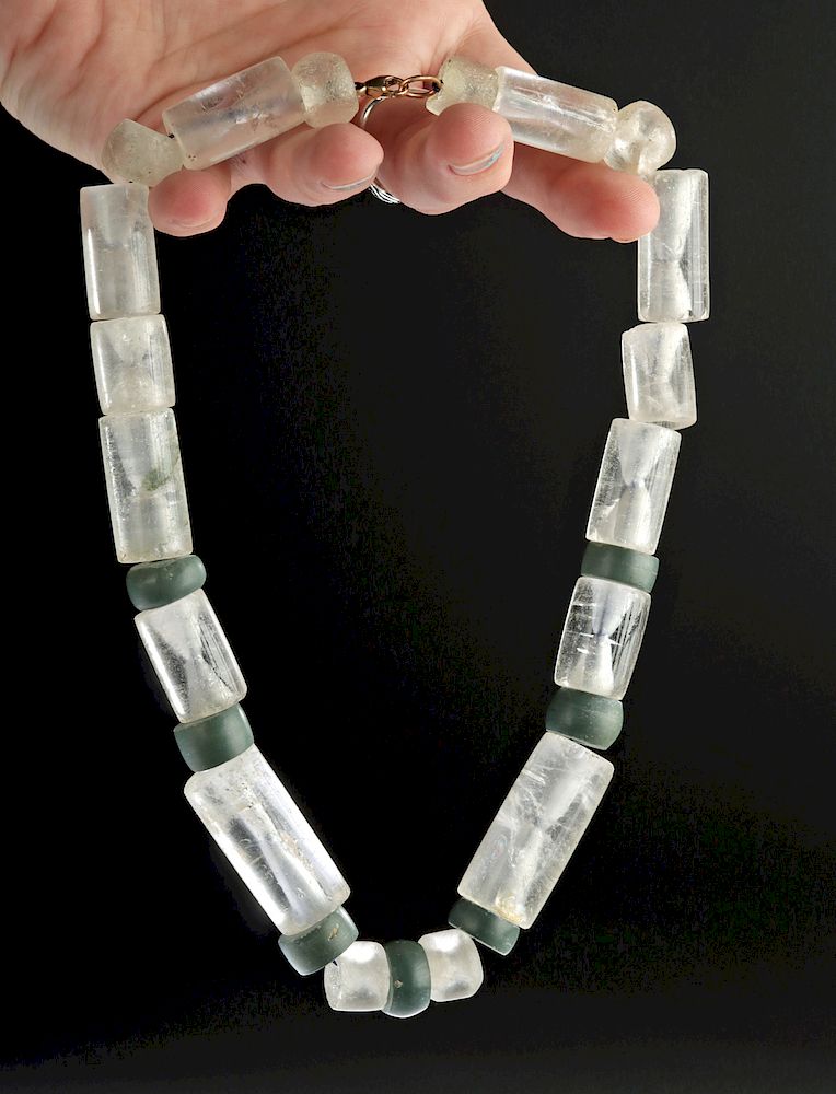 Appraisal: Fine Tairona Quartz Greenstone Necklace Pre-Columbian Colombia Tairona ca to