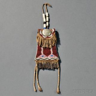 Appraisal: Kiowa Beaded Leather and Hide Strike-a-Light Bag c s with