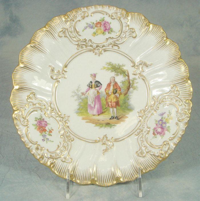 Appraisal: Thieme Meissen handpainted porcelain plate couple in a garden gilt