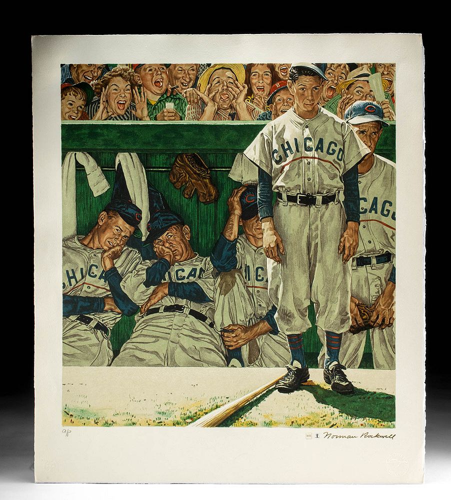 Appraisal: Vintage Norman Rockwell Lithograph - The Dugout Norman Rockwell American