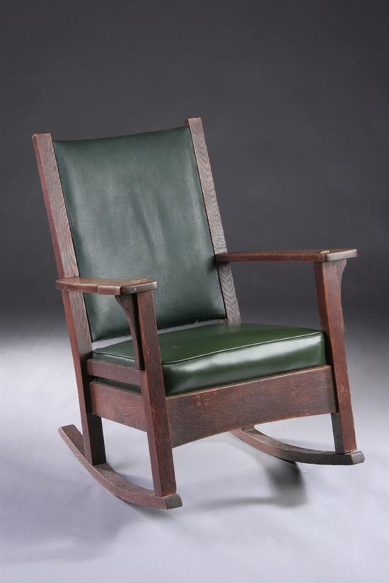 Appraisal: AMERICAN MISSION JM YOUNG QUARTER SAWN OAK ROCKER early th