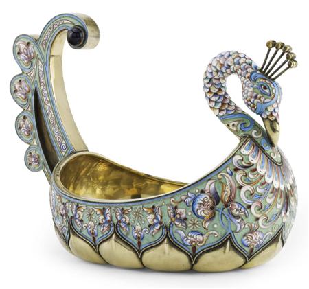 Appraisal: AMENDED DESCRIPTION A silver-gilt and cloisonne enamel kovsch th century