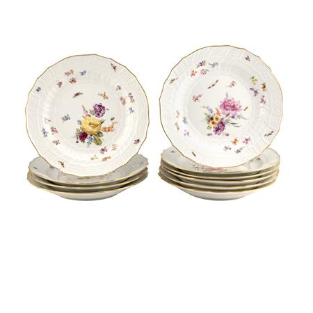 Appraisal: Set of Ten Meissen Gilt and Floral Decorated Porcelain Plates