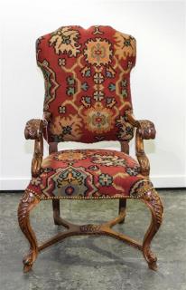 Appraisal: A Henri II Style Open Armchair Height inches A Henri