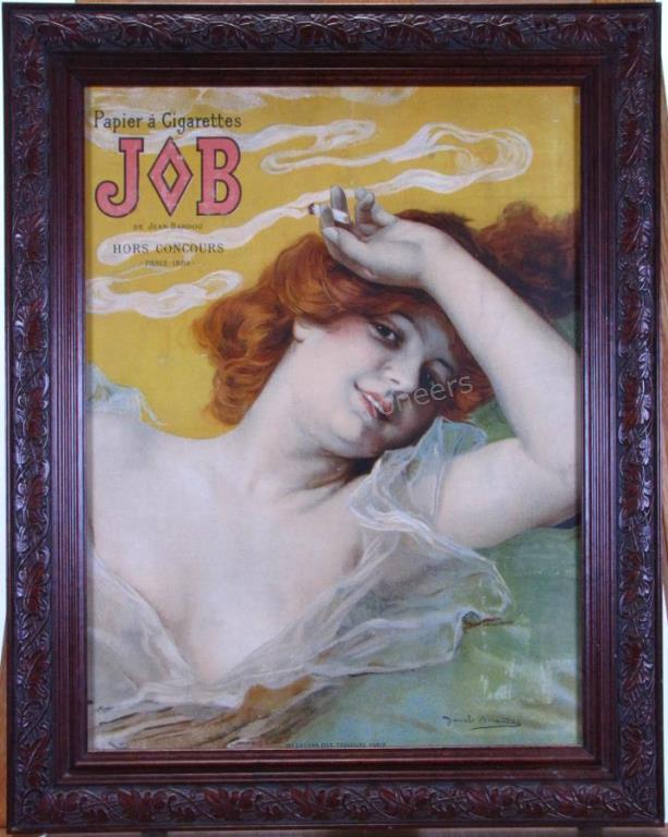 Appraisal: An antique lithograph for JOB cigarette papers de Jean Bardou