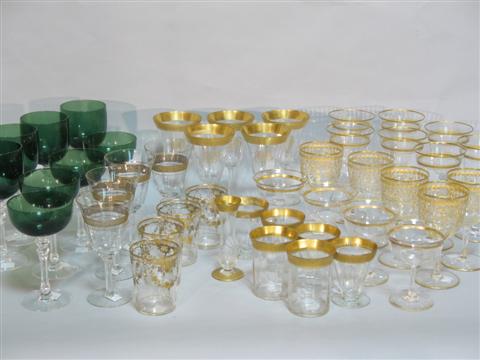 Appraisal: COLLECTION OF MISCELLANEOUS GOLD RIM GLASSES Including wine glasses in