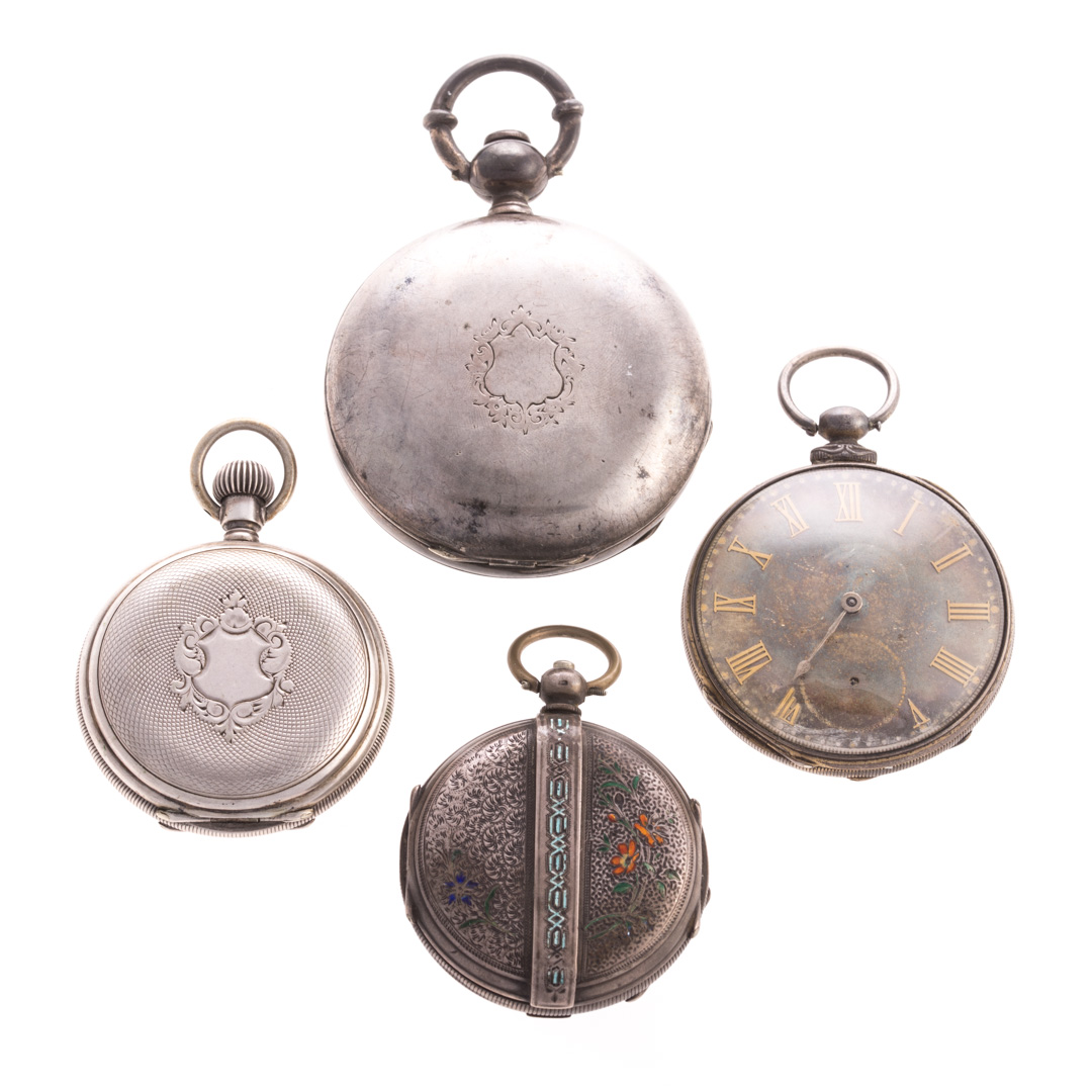 Appraisal: Four Gent's silver Pocket Watches Four silver Gent's pocket watches