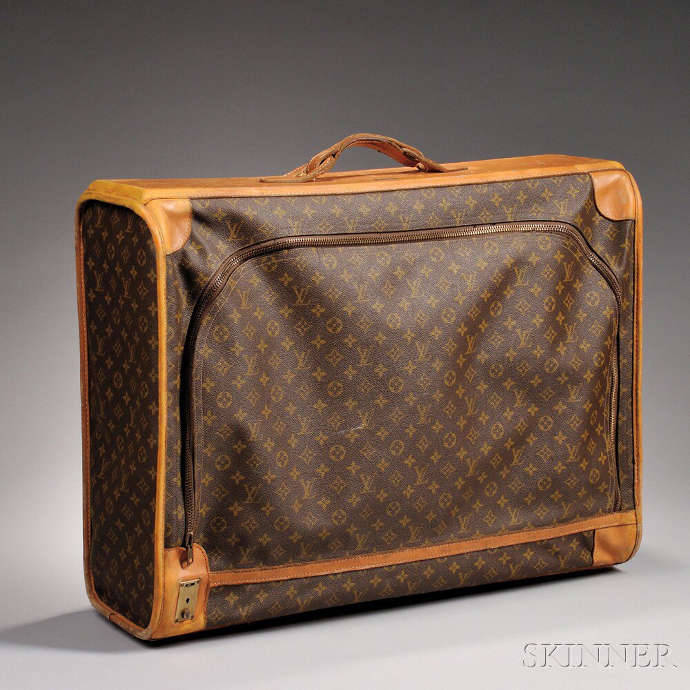 Appraisal: Louis Vuitton Leather and Coated Canvas Suitcase retailed by Saks