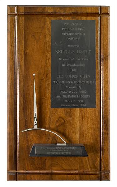 Appraisal: Two Estelle Getty broadcasting awards The first a small wooden