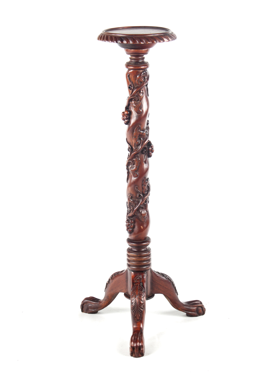 Appraisal: Grape and leaf carved mahogany fern stand center pedestal with