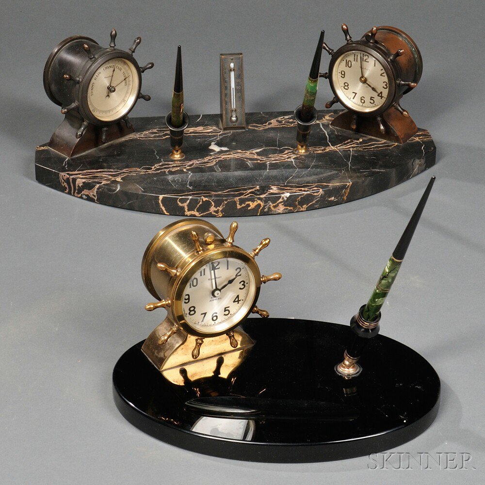 Appraisal: Two Waterbury Clock Company Desk Sets Connecticut one with a