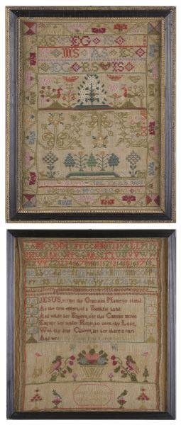 Appraisal: Two English Samplers th century the first worked in colorful