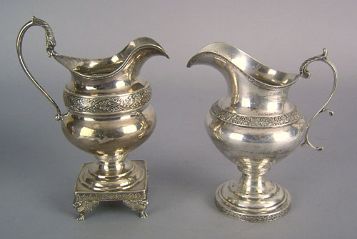 Appraisal: Two Philadelphia coin silver creamers ca bearing the touch of