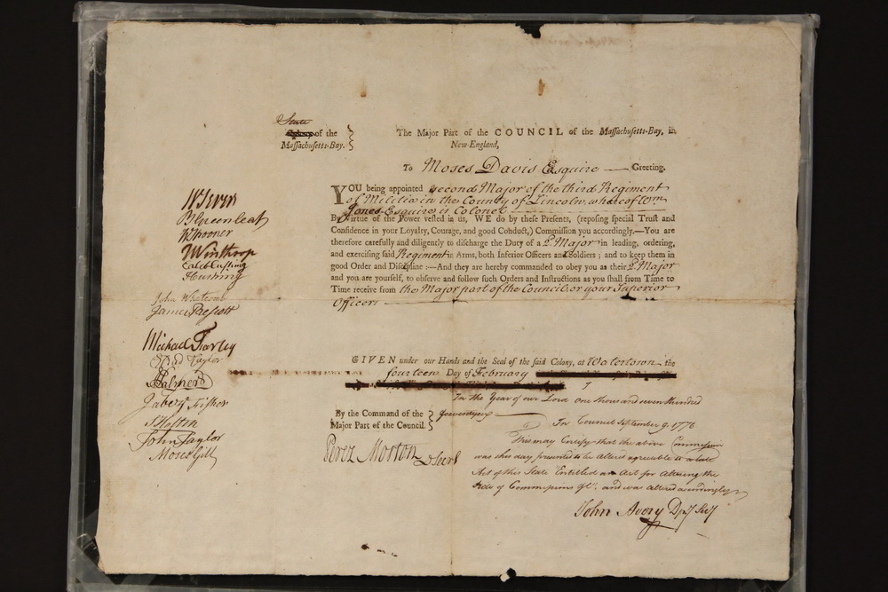 Appraisal: RARE MASSACHUSETTS COUNCIL MILITARY DOCUMENT - Provincial Congress Revolutionary War