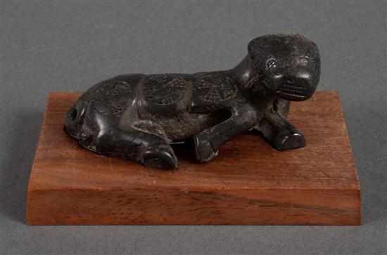 Appraisal: Chinese archaic style bronze figure of a recumbent sheep with