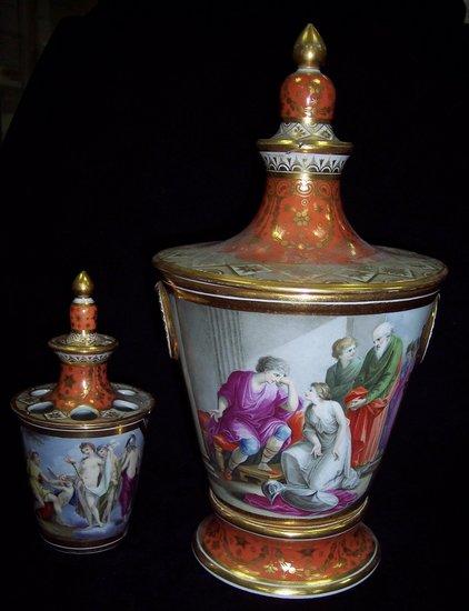 Appraisal: A Chamberlain's Worcester vase cover and stand painted a named