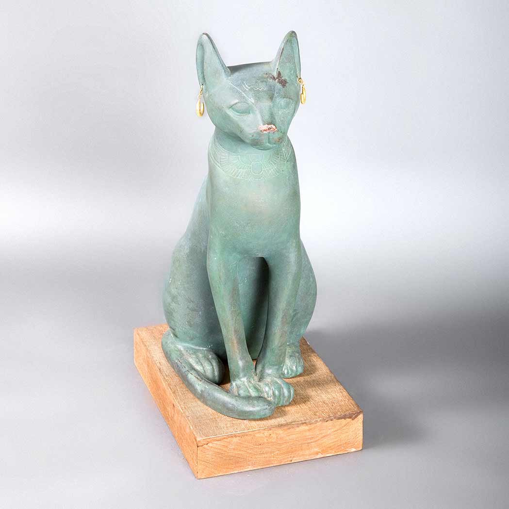 Appraisal: Patinated-Metal Figure of an Egyptian Cat Height inches C Estate