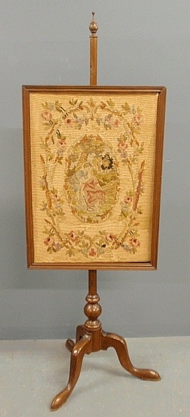 Appraisal: - Queen Anne style mahogany fire screen with a rectangular