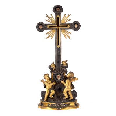 Appraisal: An Italian silver gilt bronze and reliquary cross Rome th